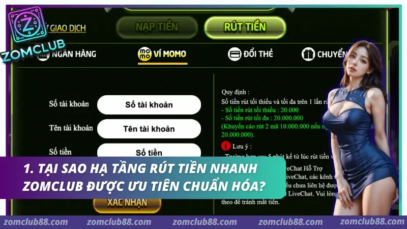 Hướng dẫn rút tiền ZomClub về ngân hàng và ví điện tử 2026